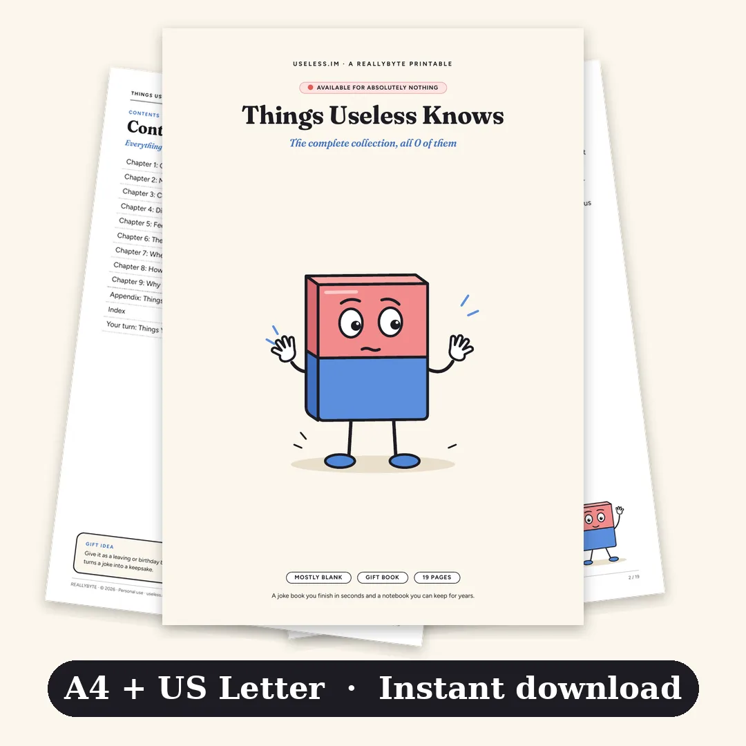 Cover of Things Useless Knows: The Mostly Blank Book